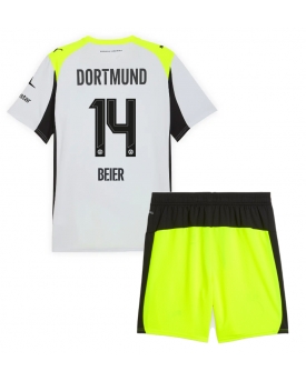 Billige Fotballdrakt Borussia Dortmund Maximilian Beier #14 Replika Bortedraktsett Barn 2025-26 Kortermet (med bukser)